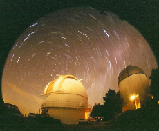 Star trail images over the 61" Kuiper (left) and Catalina Sky Survey (right) telescopes.
