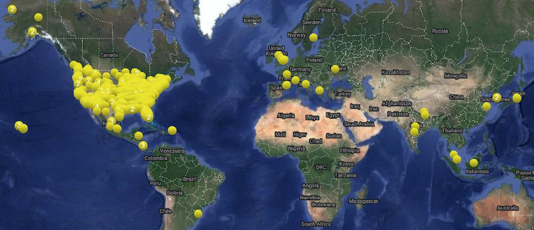 Teen Astronomy Campers (1988-2022) came from these locations.